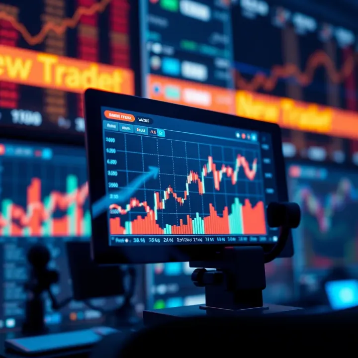 Market Data Trends Visualization Graph showing market trends and data analysis on a digital screen