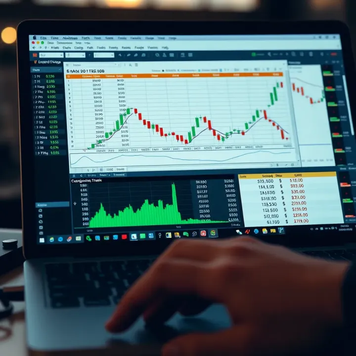 Spreadsheet displaying binary options trading bankroll management with charts and risk calculations