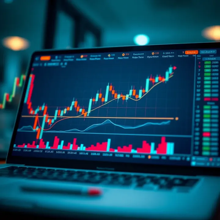 Illustration of basic binary options trading concepts with charts and arrows