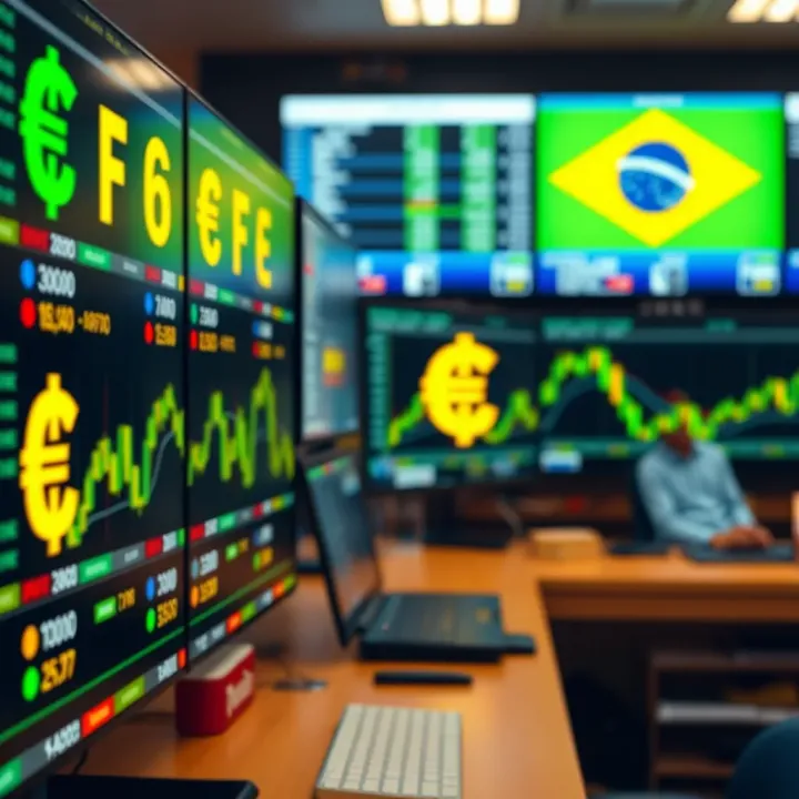 Overview of trustworthy binary options trading platforms with Brazilian currency symbols on digital screens