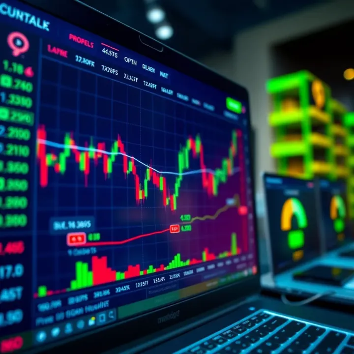 Interface of a cryptocurrency day trading platform showing charts and tools