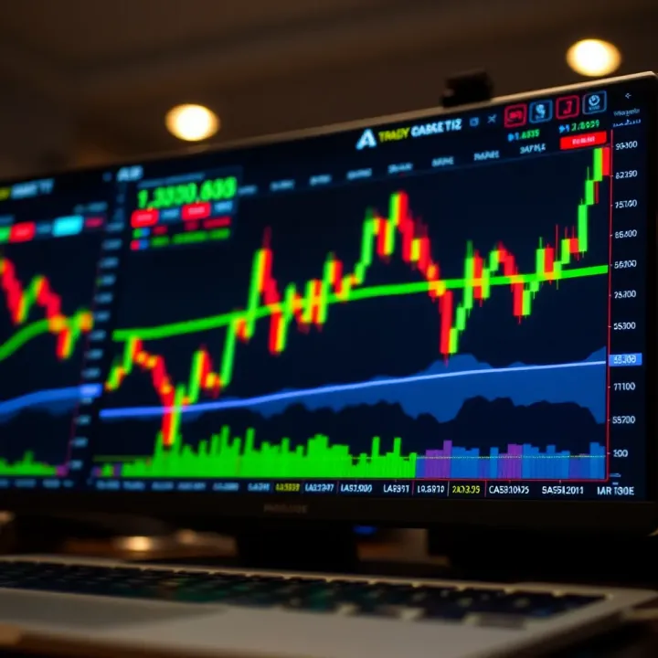 Trading platform interface displaying real-time stock market charts and indicators