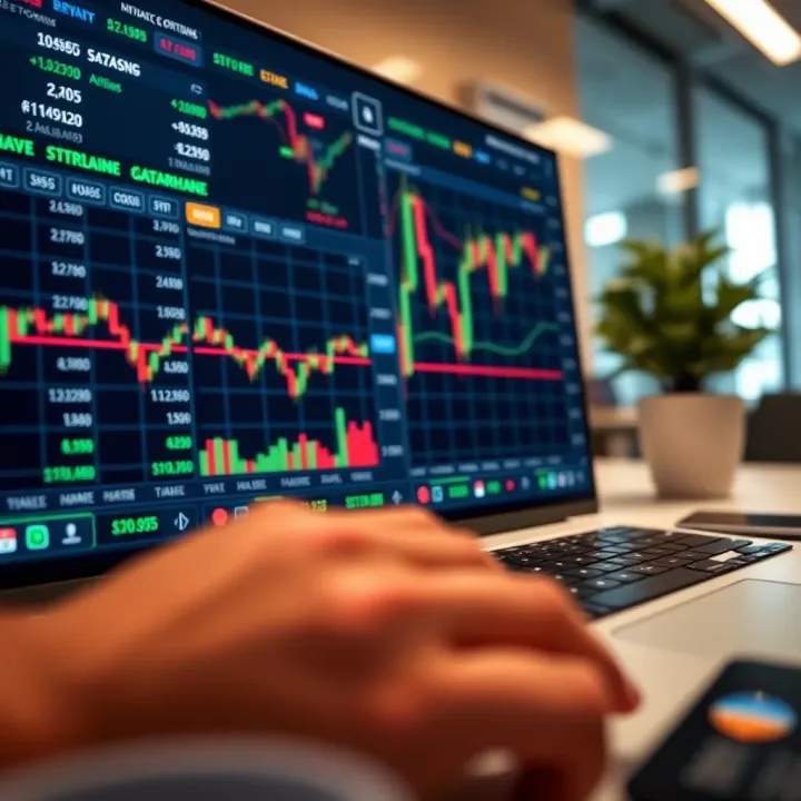 Binary options trading platform showing charts and investment choices