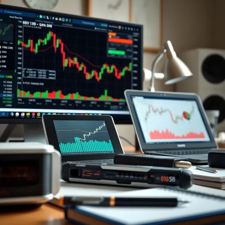 Collection of financial charts and tools used for analyzing binary options market