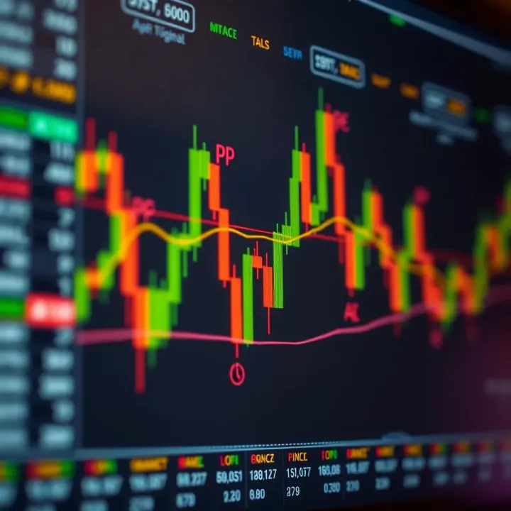 Chart showing binary options signals with technical indicators and trend lines