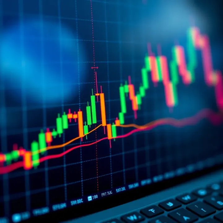 Binary options trading chart showing candlestick patterns and price movements