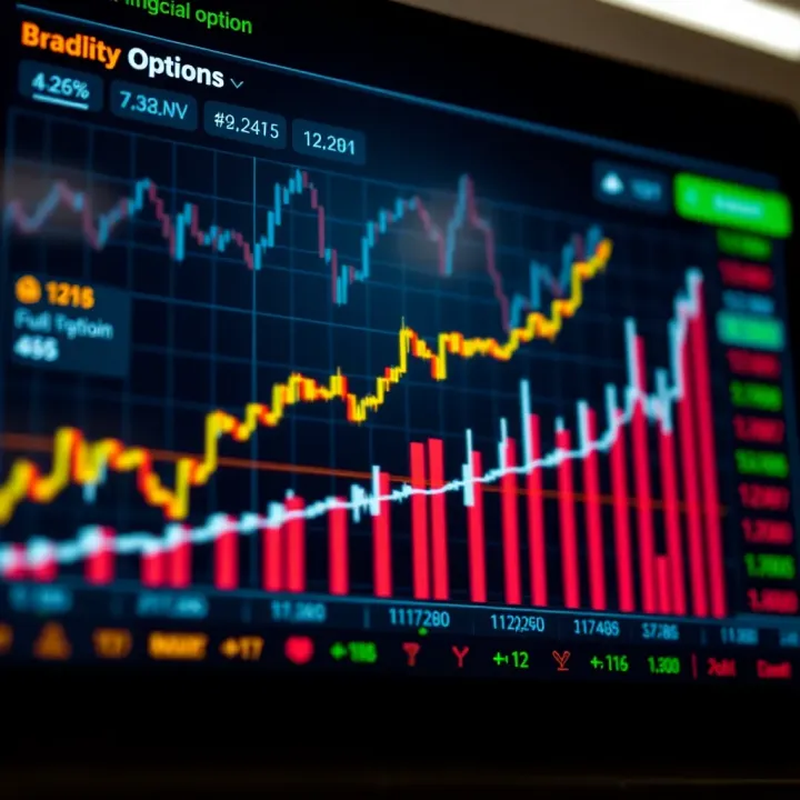Graph showing upward trend in binary options trading with key points highlighted