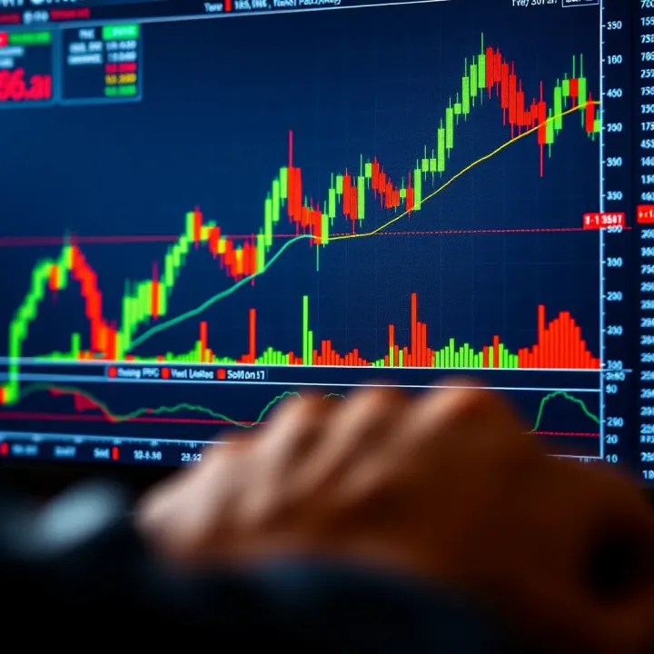 Overview of Binary Options Trading with Market Charts Graph showing binary options trading with financial charts and decision points