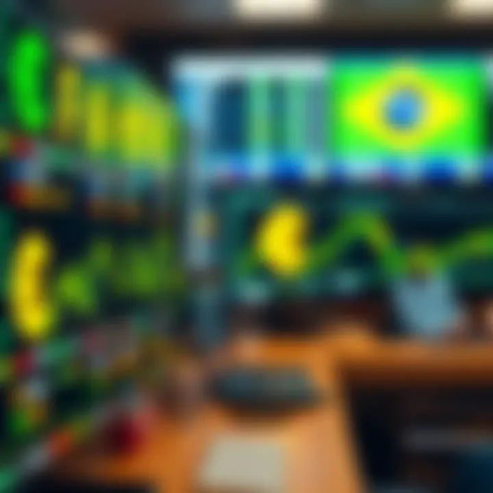 Overview of trustworthy binary options trading platforms with Brazilian currency symbols on digital screens