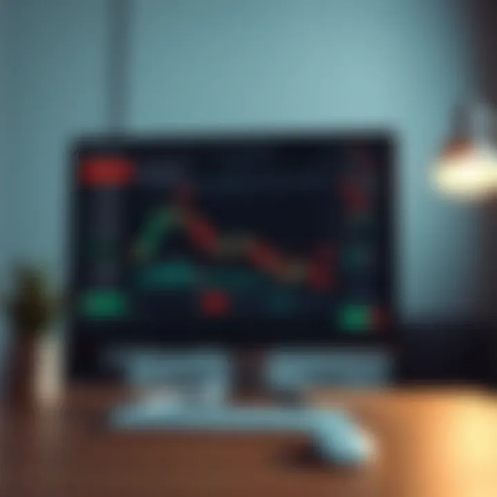 Illustration of a computer screen displaying a binary options trading platform interface