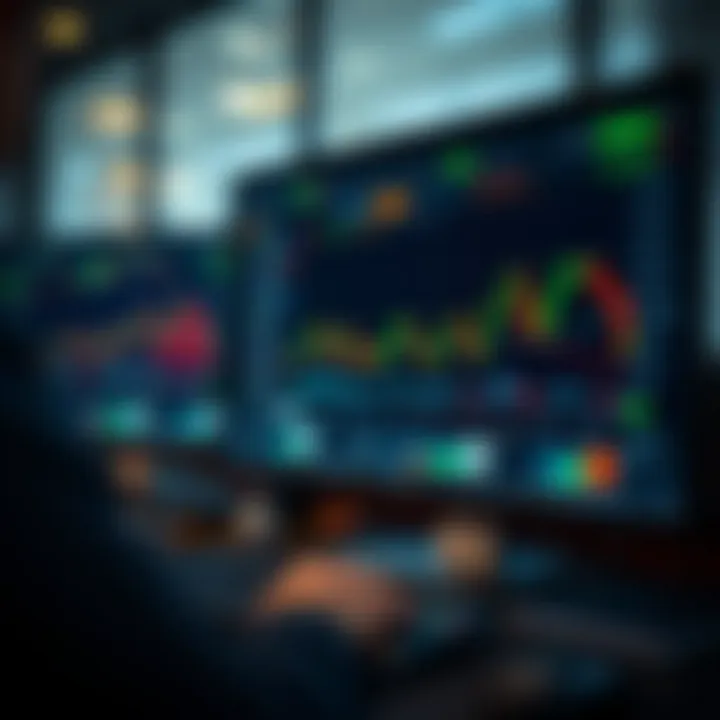 Day trading platform interface showing live stock charts and trading options