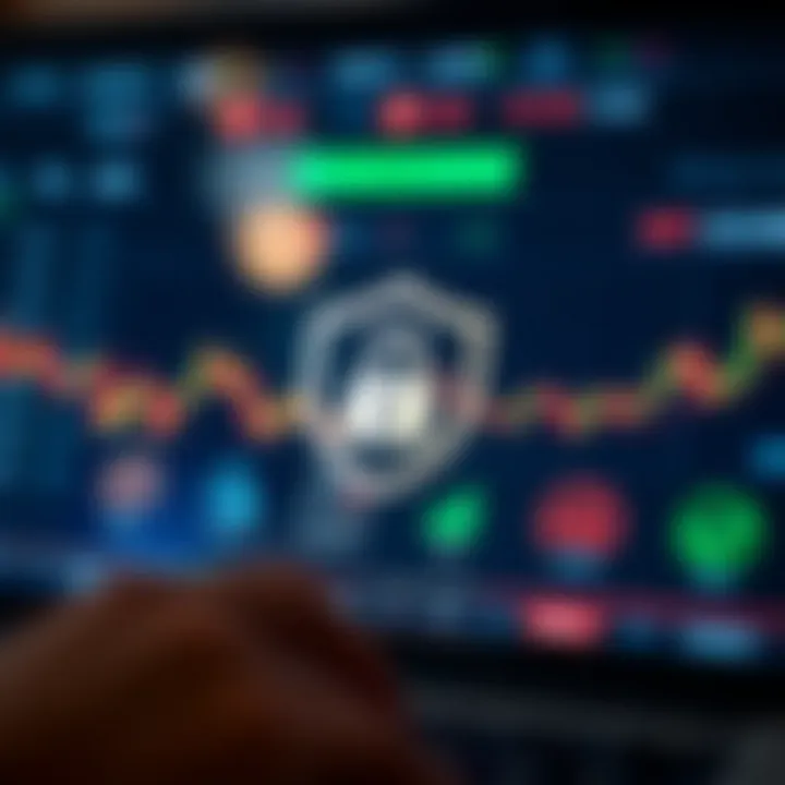 Illustration showing secure binary options trading platform interface with regulatory compliance icons