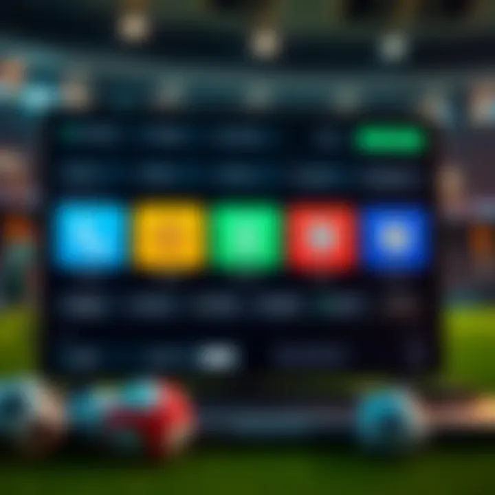 Graphic depicting a sports betting platform with different sports icons and demo credit balance