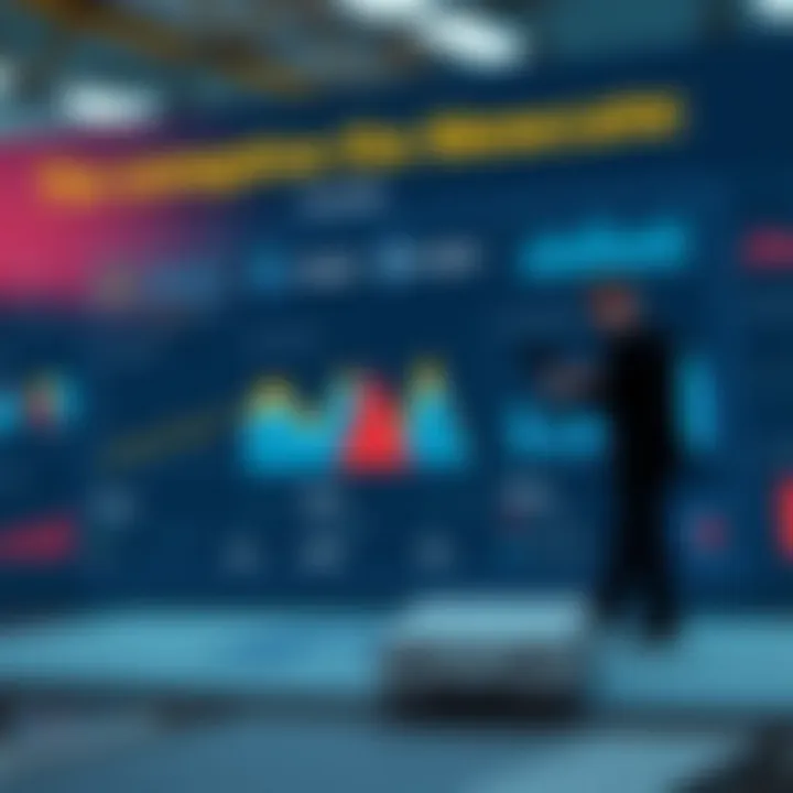 Illustration of competitive landscape evaluation with charts and diagrams