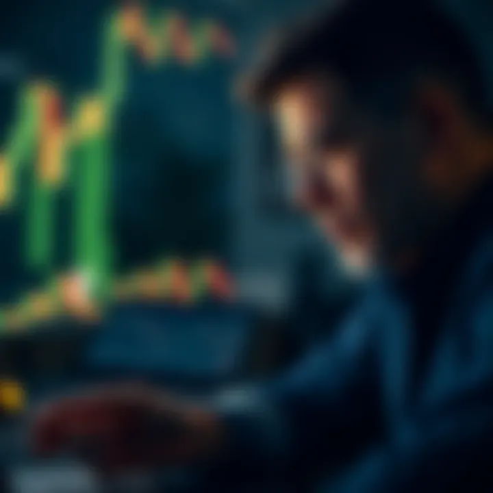 Technical trader analyzing candlestick formations to make informed investment decisions