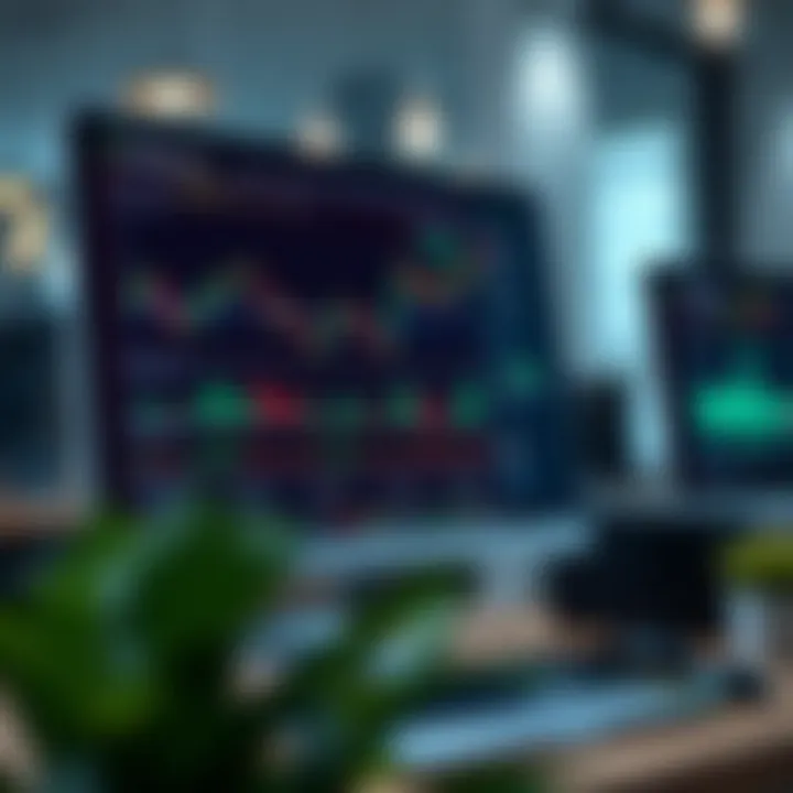 Computer screen displaying a financial trading platform with charts and demo account features