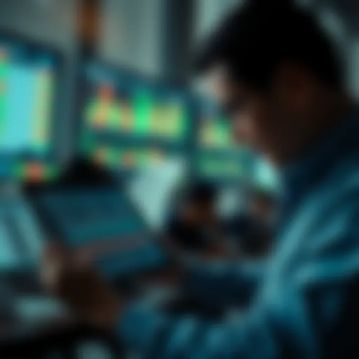 Financial analyst reviewing economic calendar data on a digital tablet