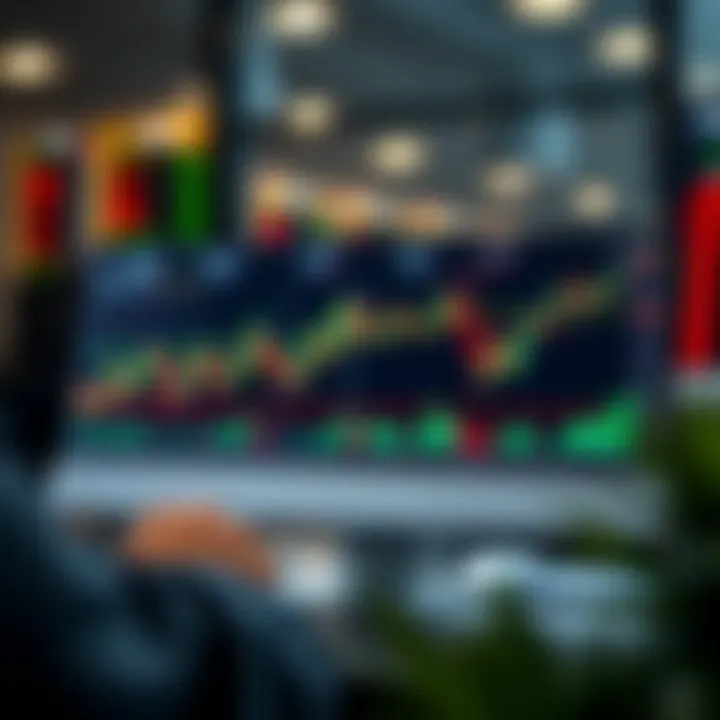 Illustration showing a digital trading platform interface with graphs and charts for practicing financial trades