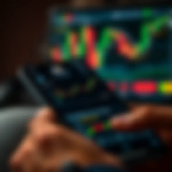 Mobile phone screen displaying copy trading app interface with charts and trader profiles