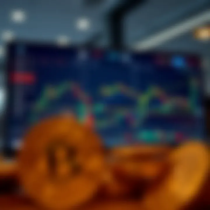 Digital interface displaying cryptocurrency trading tools and charts