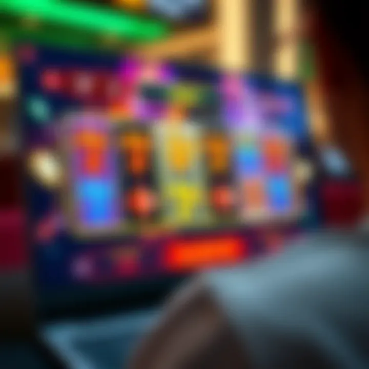 Online casino interface showing demo mode with virtual chips and colorful slot reels