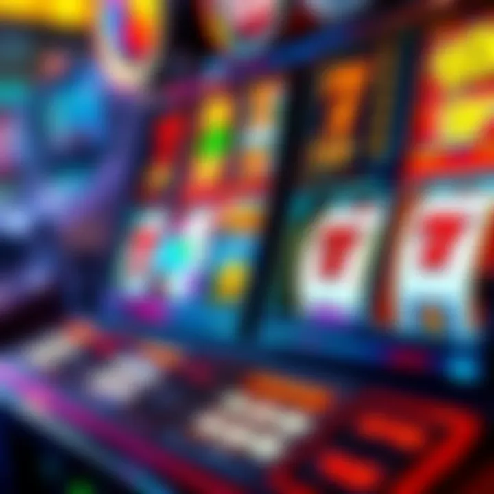 Colorful slot machine reels displaying various classic symbols and jackpots