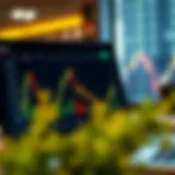 Graph showing simulated trading performance on a digital platform without financial risk