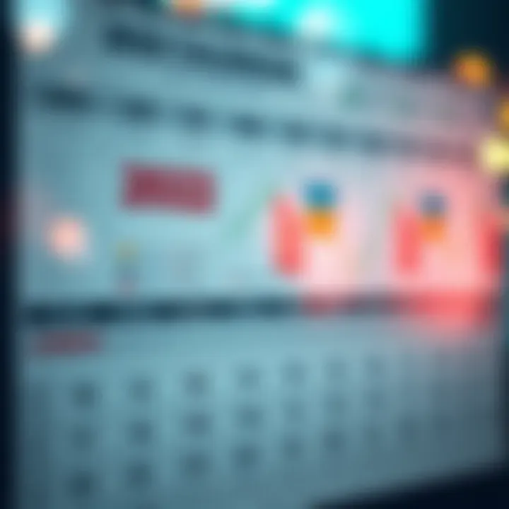 Calendar displaying economic events and key dates for market analysis