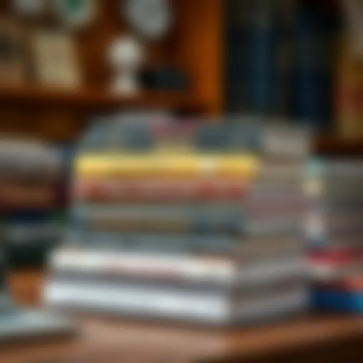 Books on financial trading stacked on a wooden desk with a focus on price action analysis
