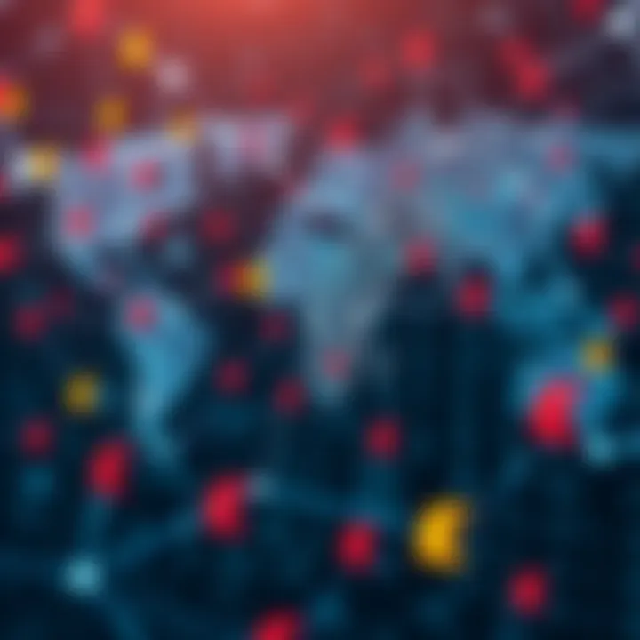 Global currency exchange symbols connected in a network