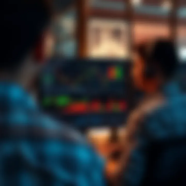 Active trader analyzing multiple charts on a trading platform interface