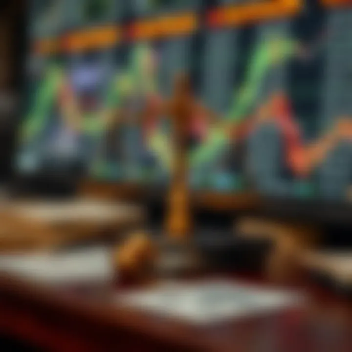 Conceptual graphic showing legal consequences and preventive measures against illicit activities in financial markets
