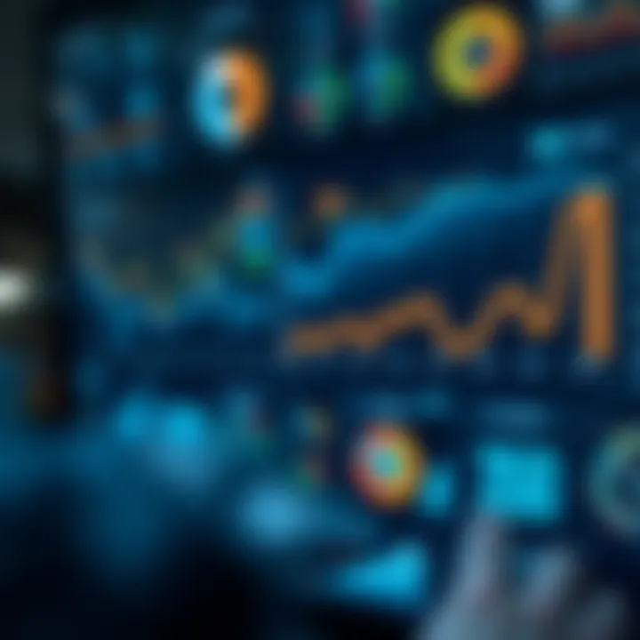 Business analysis displaying market trends and growth strategies on digital dashboard