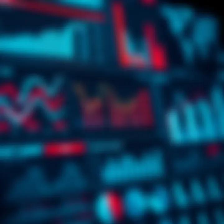 Graphic depicting market analysis with charts and data visualization elements