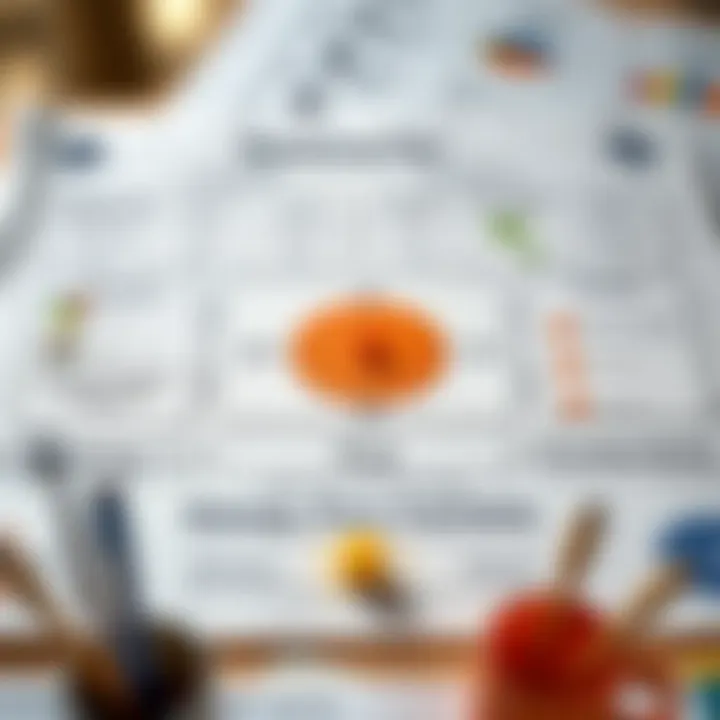 Marketing plan layout showing strategy components and target segments