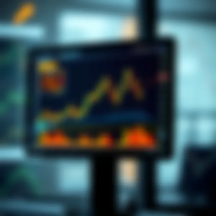 Graph illustrating Mini Index trading with demo account metrics on a digital screen