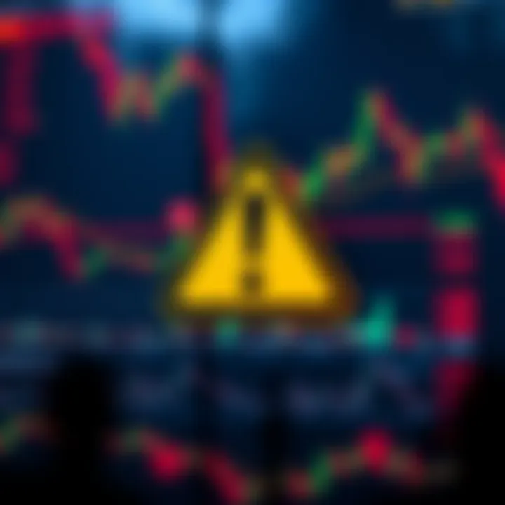 Warning symbol with financial charts illustrating risks involved in automated trading