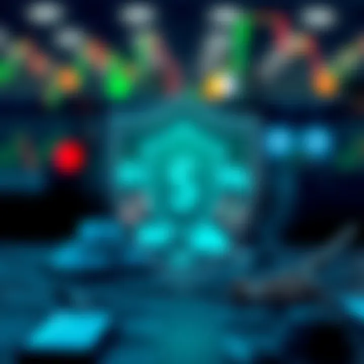 Graphic depicting security shield with financial icons symbolizing safe and informed investment decisions