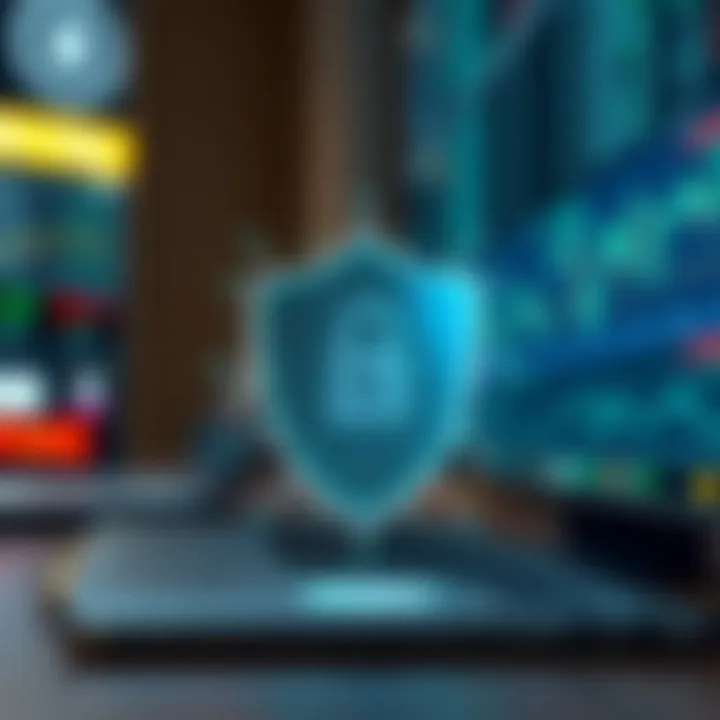 Conceptual illustration of a secure digital shield protecting investment data in binary options trading