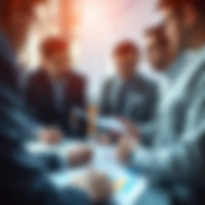 Business team discussing strategic market insights with charts