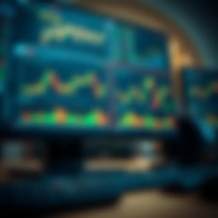 Computer screen showing multiple trading tools interface with indicators and graphs