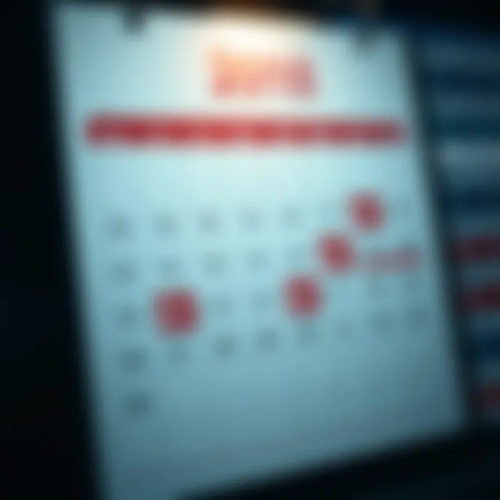 Calendar displaying upcoming economic events and indicators relevant to financial markets