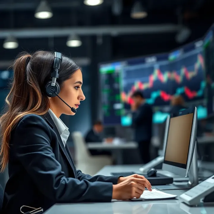 Customer support representative assisting trader with brokerage questions