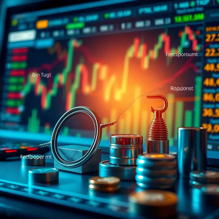 Illustration of financial assets and tools representing broker features for day trading
