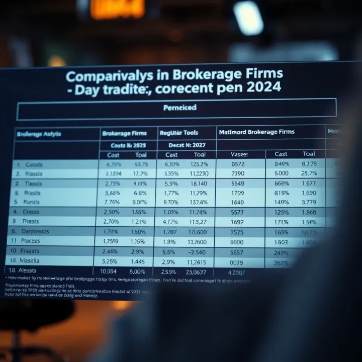 Comparison chart illustrating different brokerage firms based on costs, tools, and regulation compliance