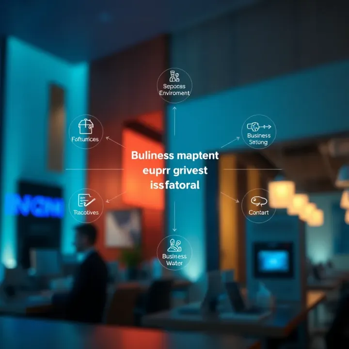 Key Factors Influencing Business Environment and Market Positioning Diagram illustrating business environment factors impacting market positioning