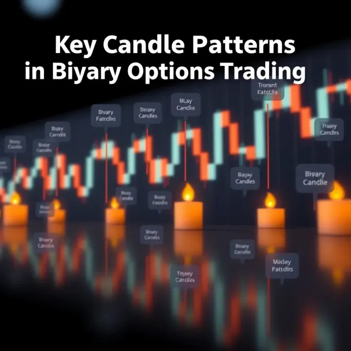 Graphic showcasing common candle patterns used in binary options trading with clear labels