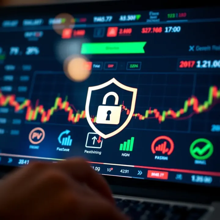 Illustration showing secure binary options trading platform interface with regulatory compliance icons