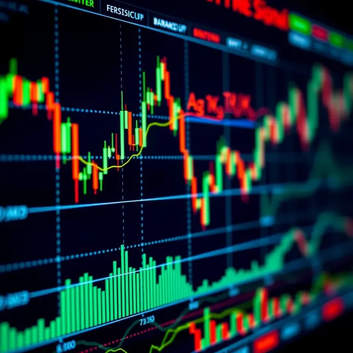 Visualization of binary options trading signals on a digital chart interface