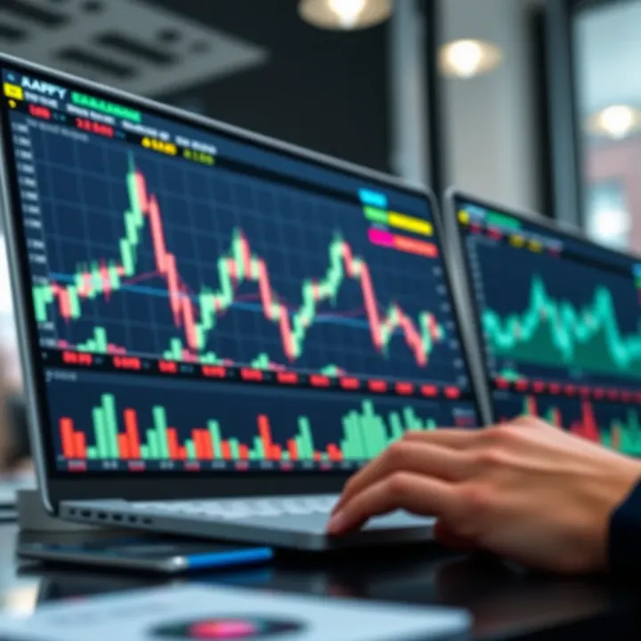 Illustration showing digital financial charts and data analysis related to copy trading software